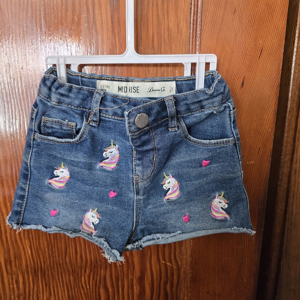 Primark Denim Co 2-3Y Unicorn Heart Shorts